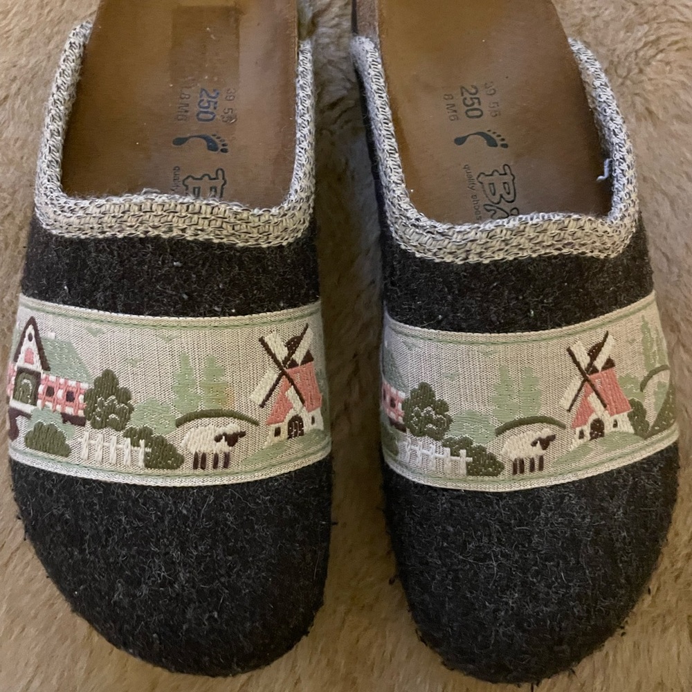 Birkenstock Amsterdam Wool Mule Dutch Farm Windmill Sheep Size 39/8